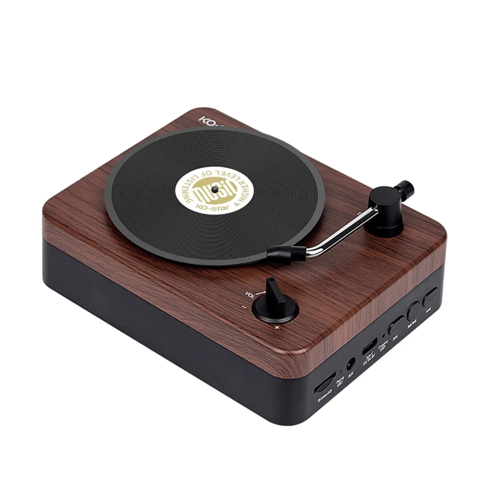 KO STAR Retro BT5.3 Speaker Portable Wireless Speaker with Vintage Record Player Design. AUX IN/TF Card Playback. Rechargeable Speaker for Audio Enjoyment